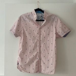 Striped Pineapple Hawaiian Shirt - M Slim Fit